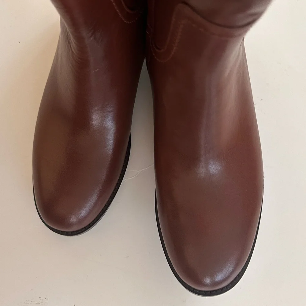 Tory Burch Brown Leather Junction Riding Boots